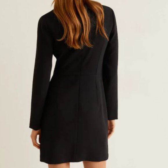 SOLD Black Mini Wrap Dress Small with Button - Picture 4 of 5